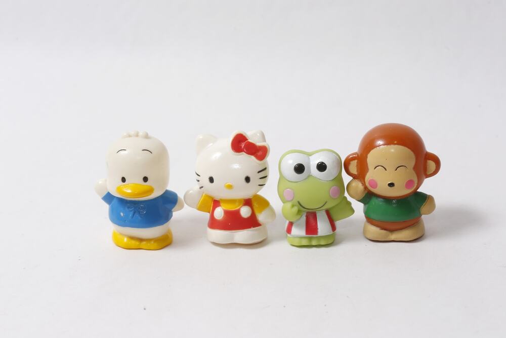 1990s Sanrio Sofubi Lot Pekkle Hello Kitty Keroppi Monkichi ~ 260826-WH 1252